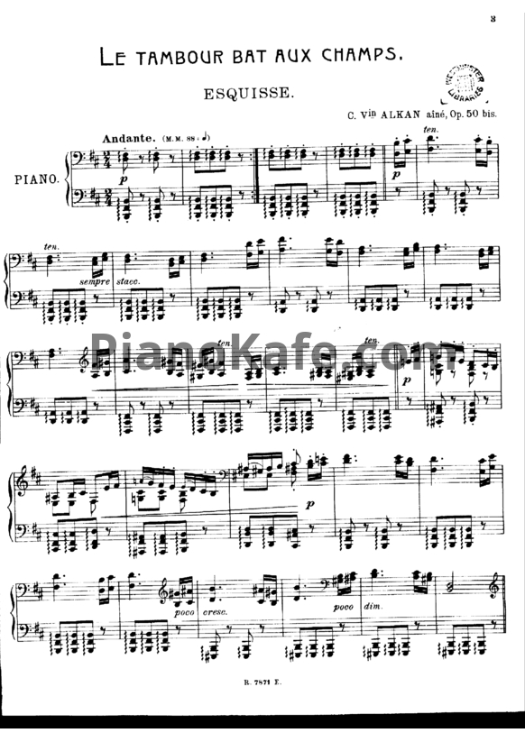 Ноты Шарль Алькан - Le tambour bat aux champs (Op. 50 bis) - PianoKafe.com
