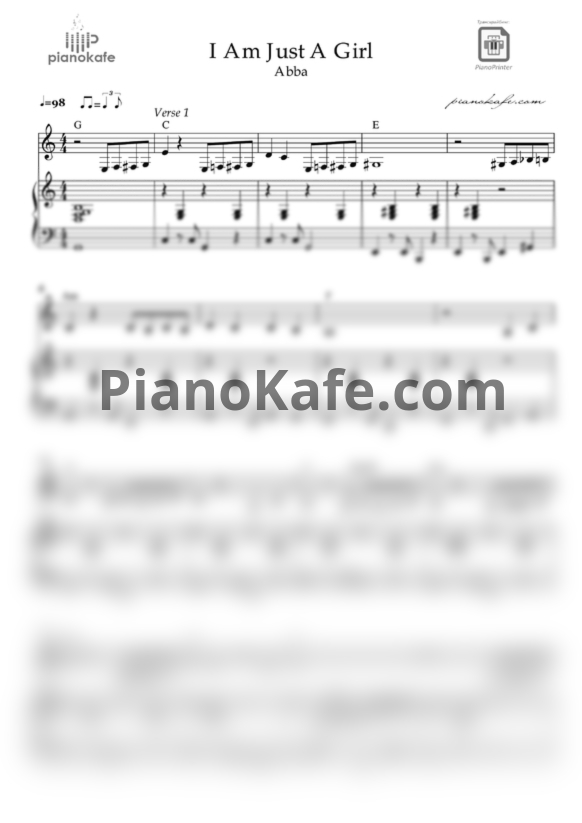 Ноты Abba - I am just a girl (C-dur) - PianoKafe.com