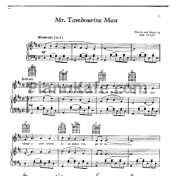 Ноты Bob Dylan - Mr. Tambourine Man - предпросмотр