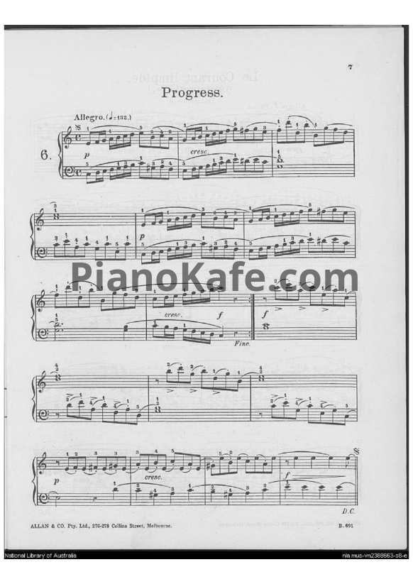 Ноты Фридрих Бургмюллер - Этюд Progress (Op. 100, №6) - PianoKafe.com