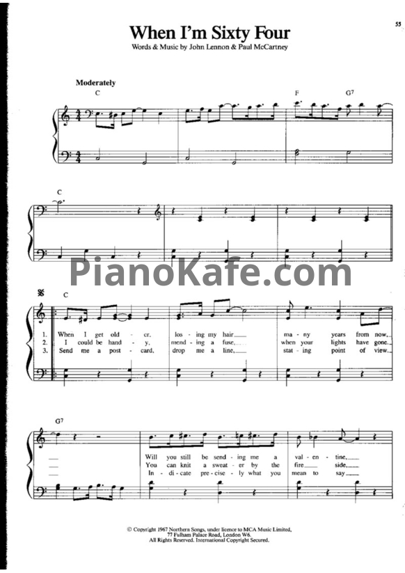 Ноты The Beatles - When I'm sixty four - PianoKafe.com
