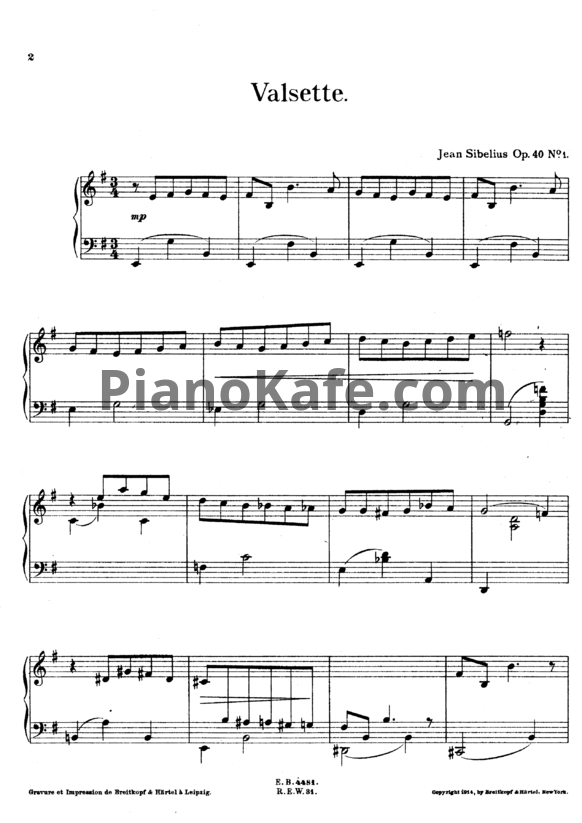 Ноты Ян Сибелиус - 10 лирических мыслей (Op. 40) - PianoKafe.com