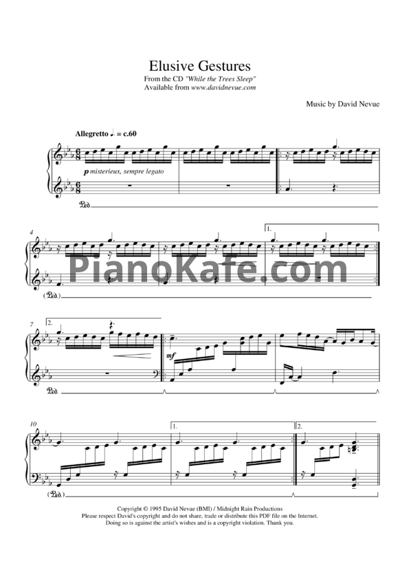 Ноты David Nevue - Elusive gestures - PianoKafe.com
