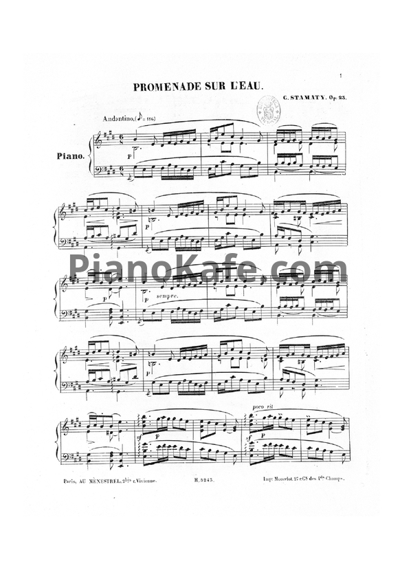 Ноты Камиль Стамати - Promenade sur l'eau (Op. 22) - PianoKafe.com