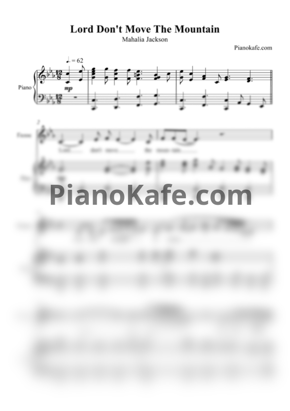 Ноты Mahalia Jackson - Lord don't move the mountain (C minor) - PianoKafe.com