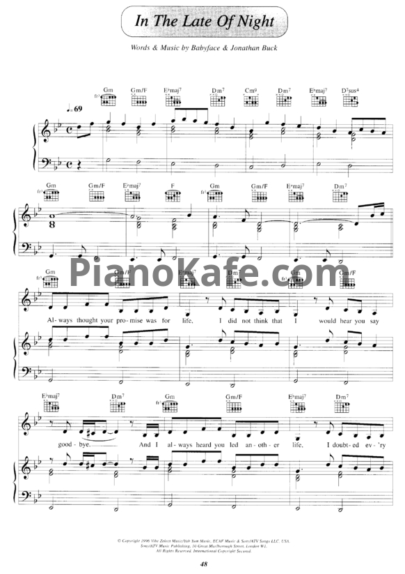 Ноты Toni Braxton - In the late of night - PianoKafe.com