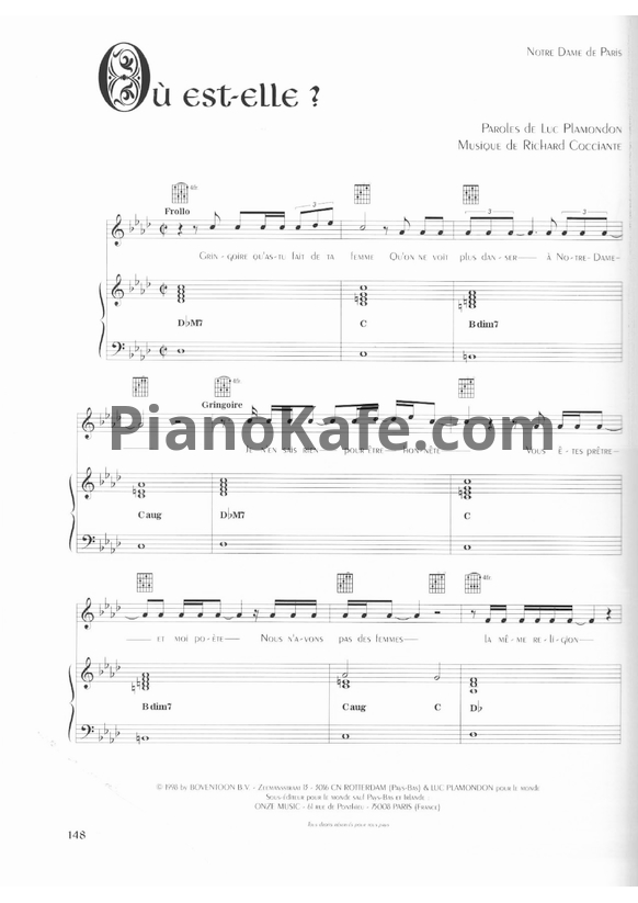 Ноты Riccardo Cocciante - Ou pari ou est elle - PianoKafe.com