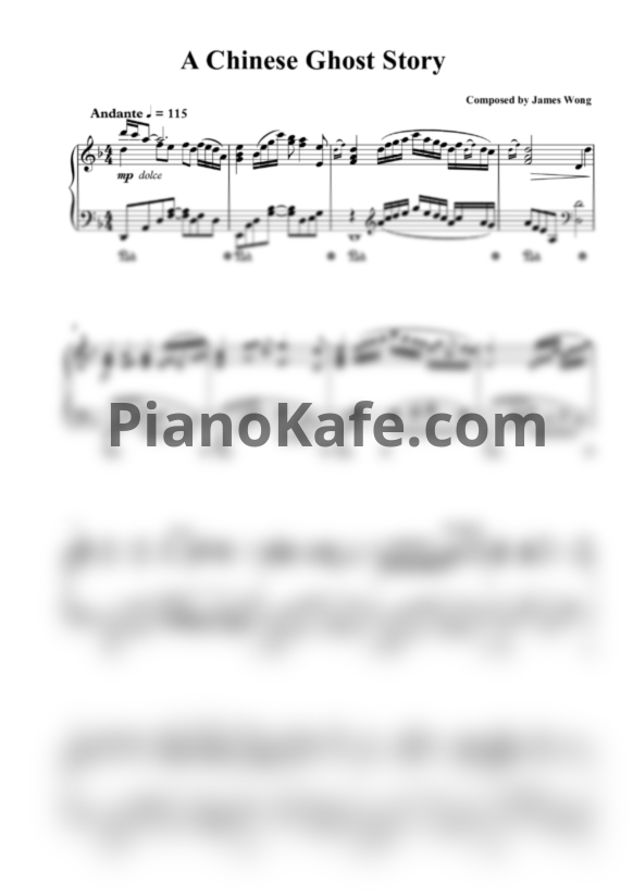 Ноты James Wong Jim - A Chinese ghost story - PianoKafe.com