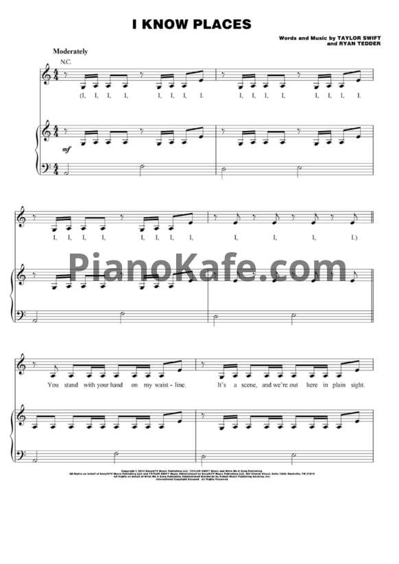 Ноты Taylor Swift - I know places (Версия 2) - PianoKafe.com