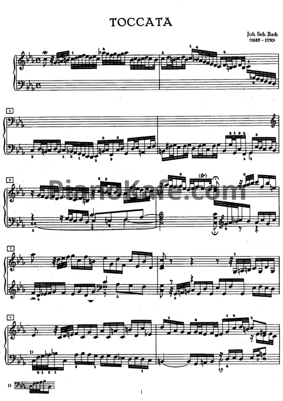 Ноты И. Бах - Токката до минор (BWV 911) - PianoKafe.com