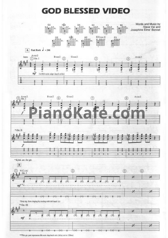 Ноты Steve Vai - God blessed video - PianoKafe.com