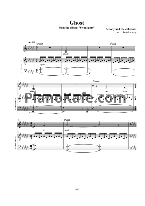 Ноты Antony and The Johnsons - Ghost - PianoKafe.com