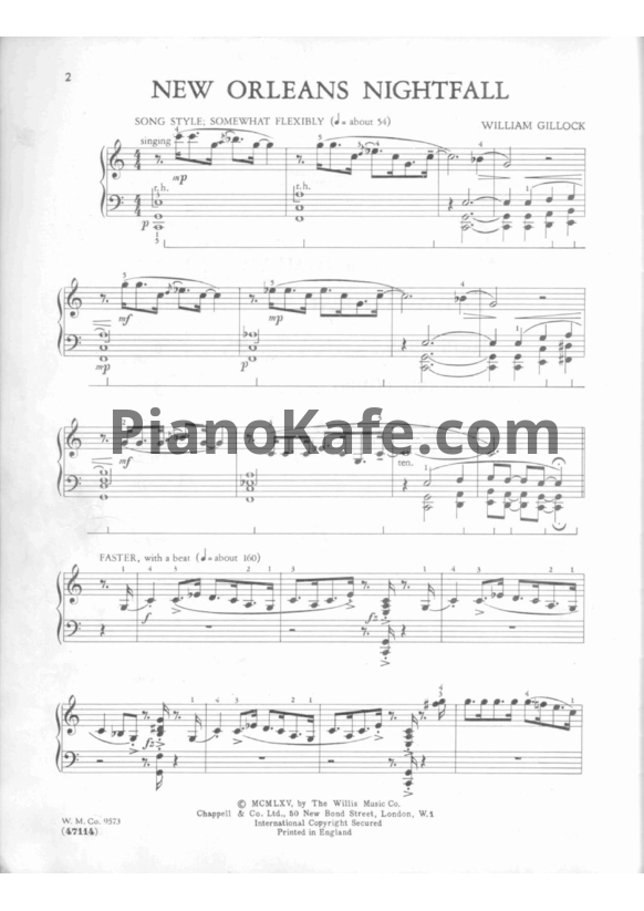 Ноты William Gillock - New Orleans nightfall - PianoKafe.com