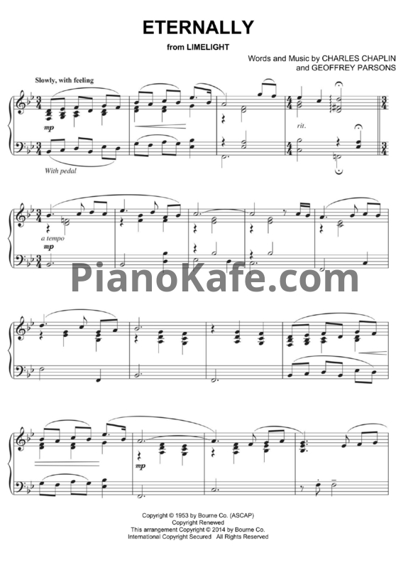 Ноты Charles Chaplin and Geoffrey Parsons - Eternally - PianoKafe.com