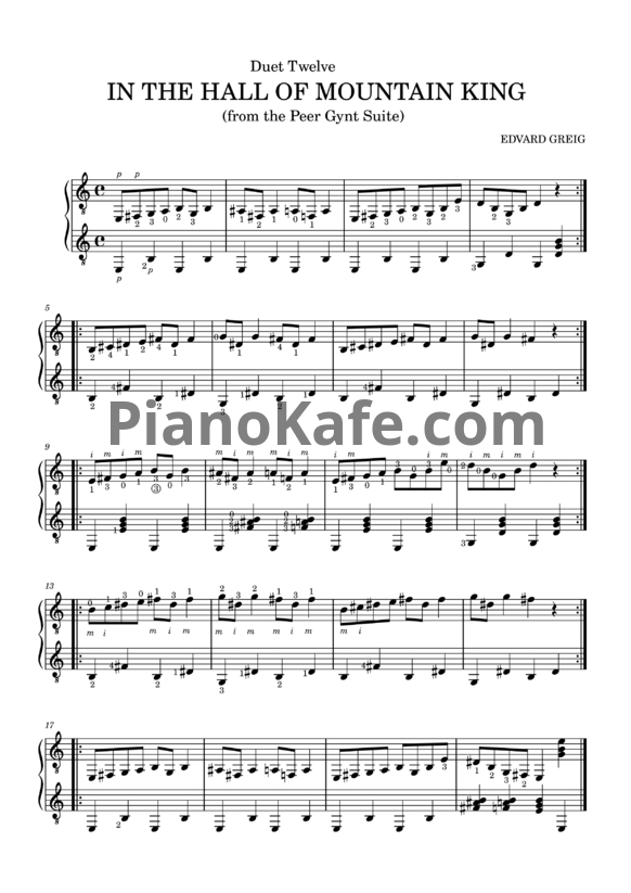 Ноты Эдвард Григ - В пещере горного короля (Дуэт 2 гитар). Соч. 46, №4 - PianoKafe.com