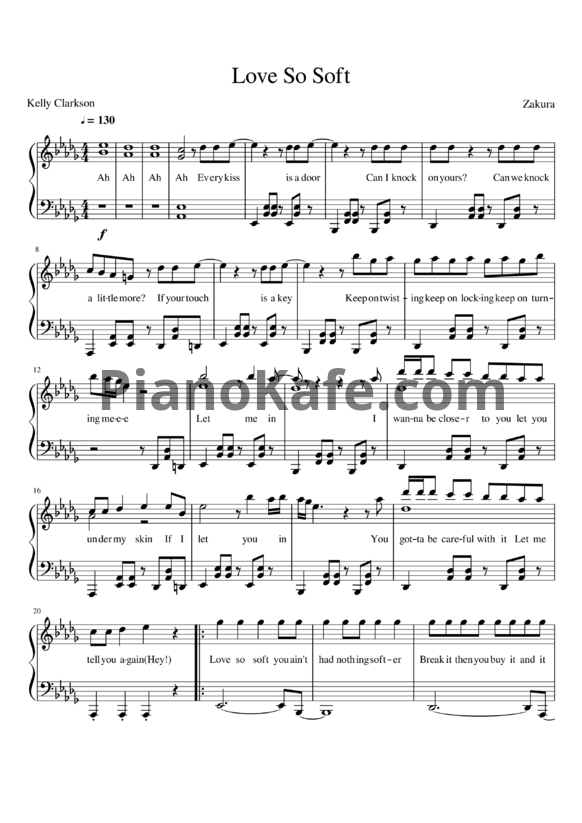 Ноты Kelly Clarkson - Love so soft - PianoKafe.com