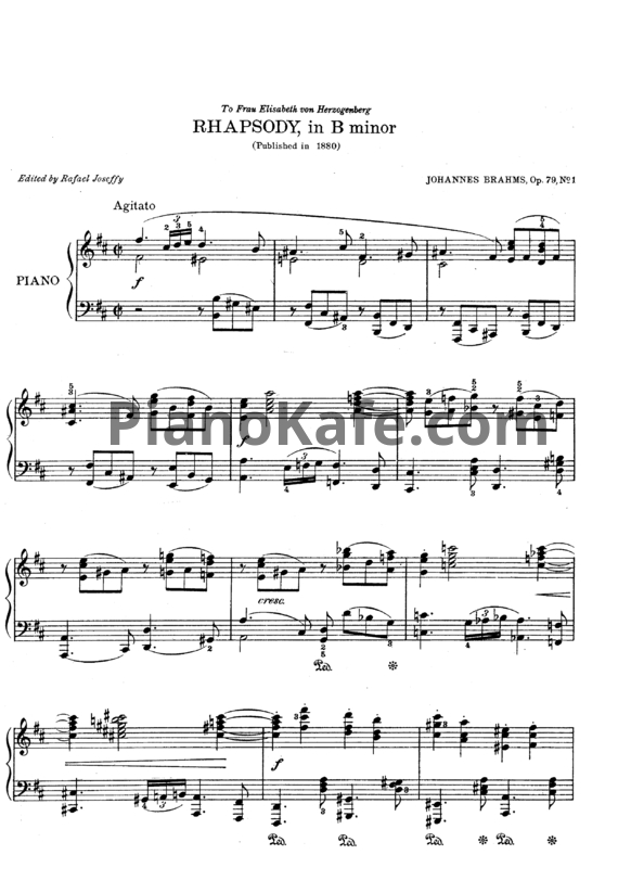 Ноты И. Брамс - 2 рапсодии для фортепиано (Op. 79) - PianoKafe.com
