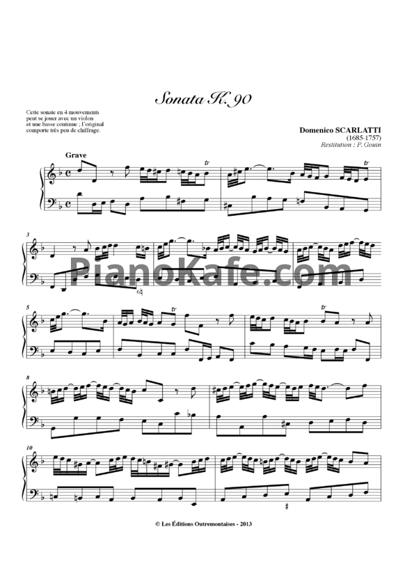 Ноты Д. Скарлатти - Соната K90 - PianoKafe.com