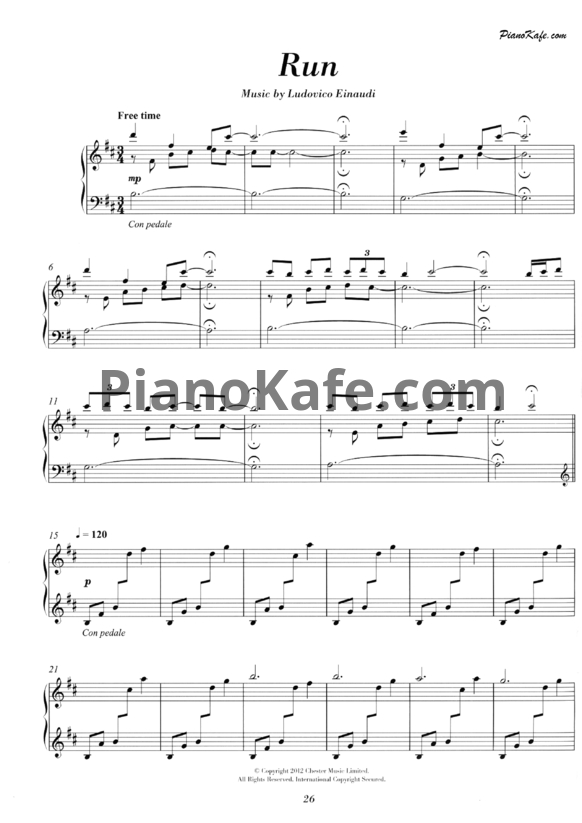Ноты Ludovico Einaudi - Run - PianoKafe.com