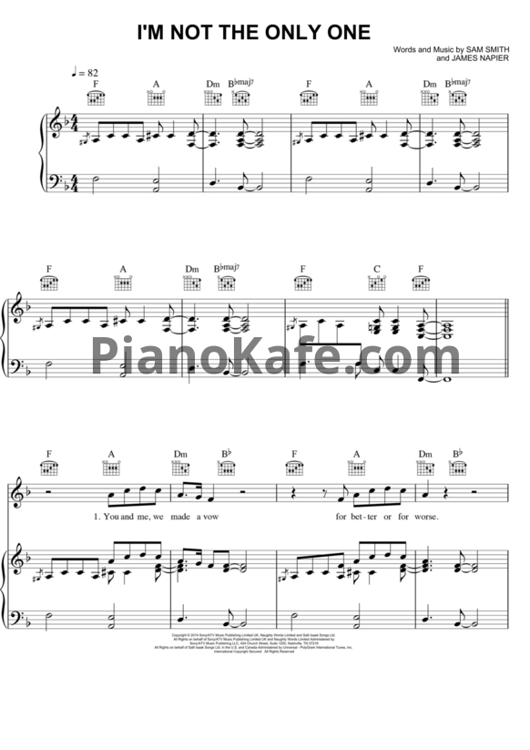 Ноты Sam Smith - I'm not the only one (Версия 2) - PianoKafe.com