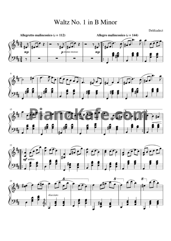 Ноты Joshua Kyan - Waltz No. 1 in B Minor - PianoKafe.com