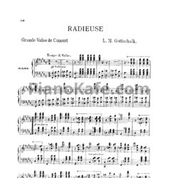 Ноты Луи Моро Готшалк - Radieuse (Op. 72) - предпросмотр