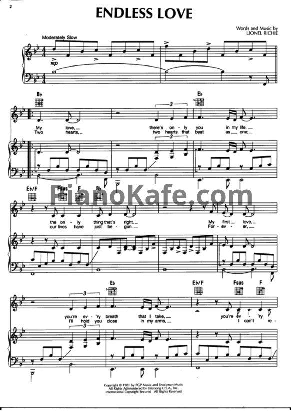 Ноты Diana Ross Feat. Lionel Richie - Endless - PianoKafe.com