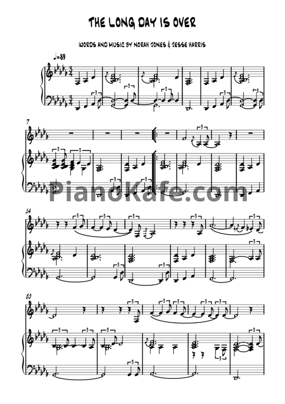 Ноты Norah Jones - The long day is over - PianoKafe.com