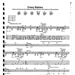 Ноты Ozzy Osbourne - Crazy babies (Guitar Tabs & Voice) - предпросмотр