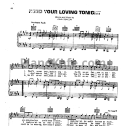 Ноты Queen - Need your loving tonight - предпросмотр