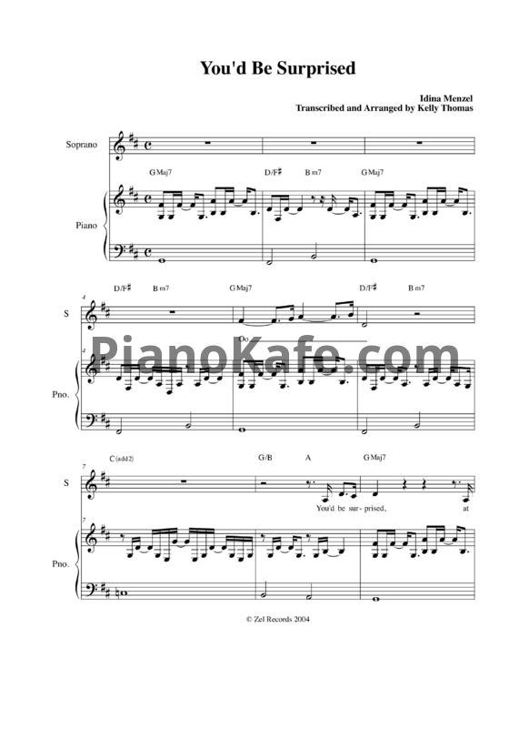 Ноты Idina Menzel - You'd Be Surprised - PianoKafe.com