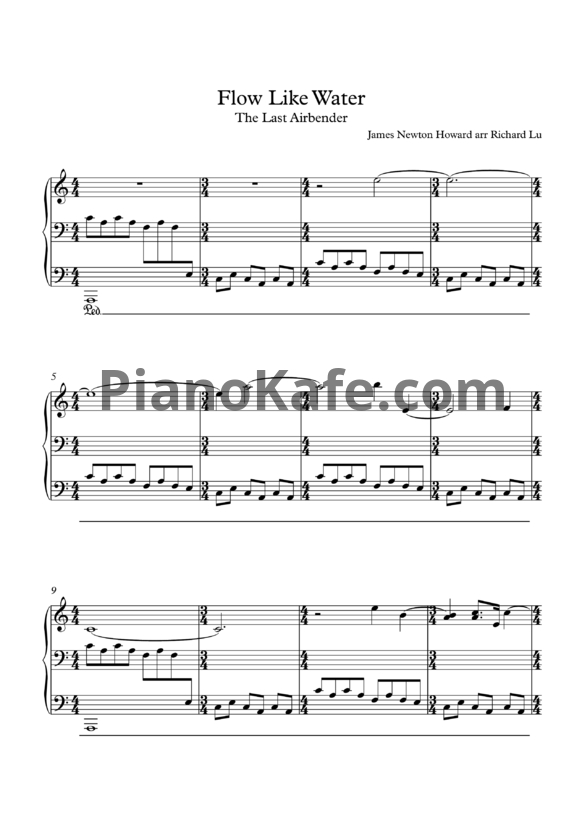 Ноты James Newton Airbender - Flow like water - PianoKafe.com