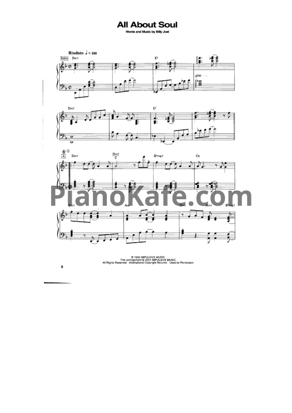 Ноты Billy Joel - All about soul - PianoKafe.com