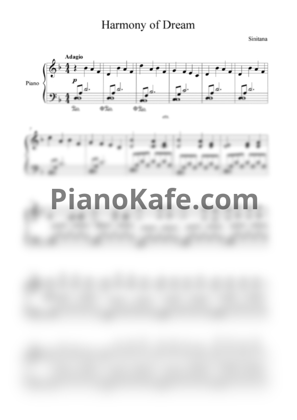 Ноты Sinitana - Harmony of dream - PianoKafe.com