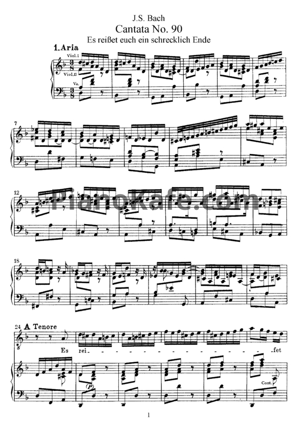 Ноты И. Бах - Кантата №90 "Es reibet euch ein schrechlich ende" (BWV 90) - PianoKafe.com