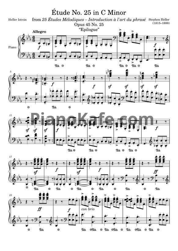 Ноты Стефан Хеллер - Этюд (Op. 45, №25) до минор - PianoKafe.com
