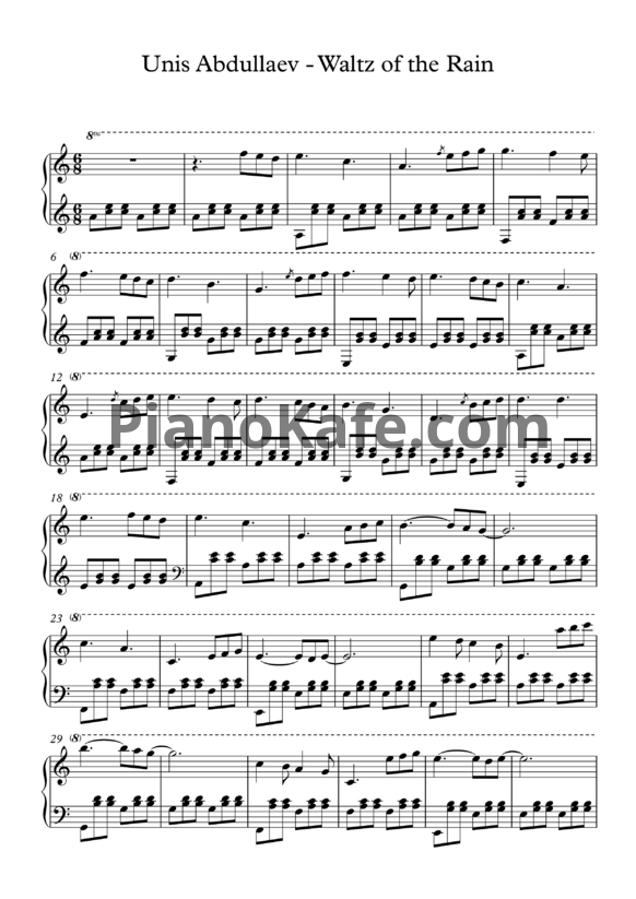 Ноты Unis Abdullaev - Waltz of the Rain - PianoKafe.com