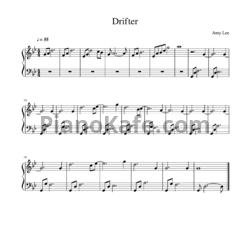 Ноты Amy Lee - Drifter - предпросмотр