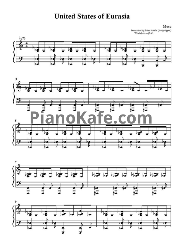 Ноты Muse - United State of Eurasia - PianoKafe.com