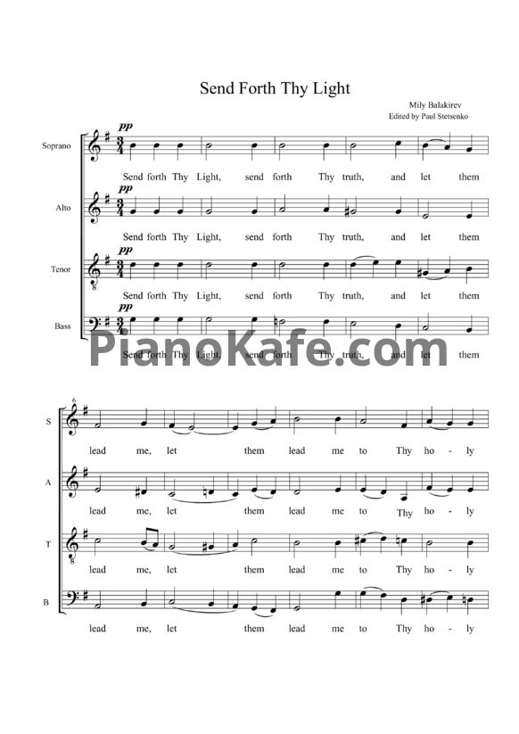 Ноты М. Балакирев - Send forth thy light (Хоровая партитура) - PianoKafe.com