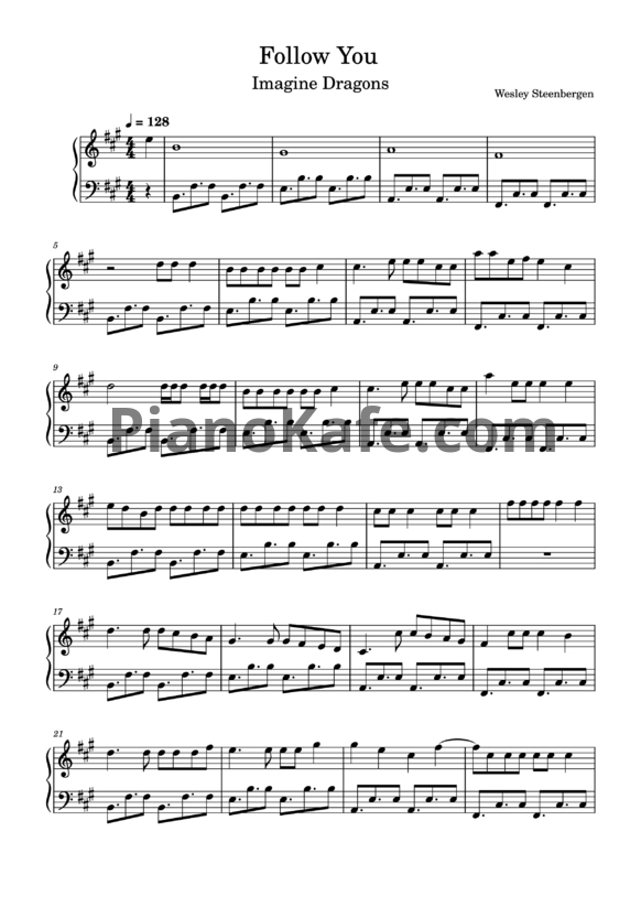 Ноты Imagine Dragons - Follow you - PianoKafe.com