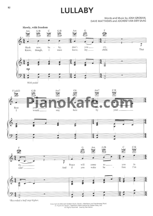 Ноты Josh Groban feat. Ladysmith Black Mambazo - Lullaby - PianoKafe.com