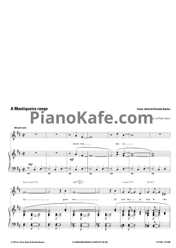 Ноты  Paulo Jobim & Ronalda Bastos - Mantiqueira range - PianoKafe.com