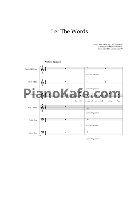 Ноты Take 6 - Let the words - PianoKafe.com