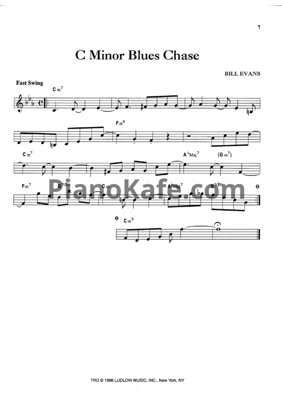 Ноты Bill Evans - C minor blues chase - PianoKafe.com