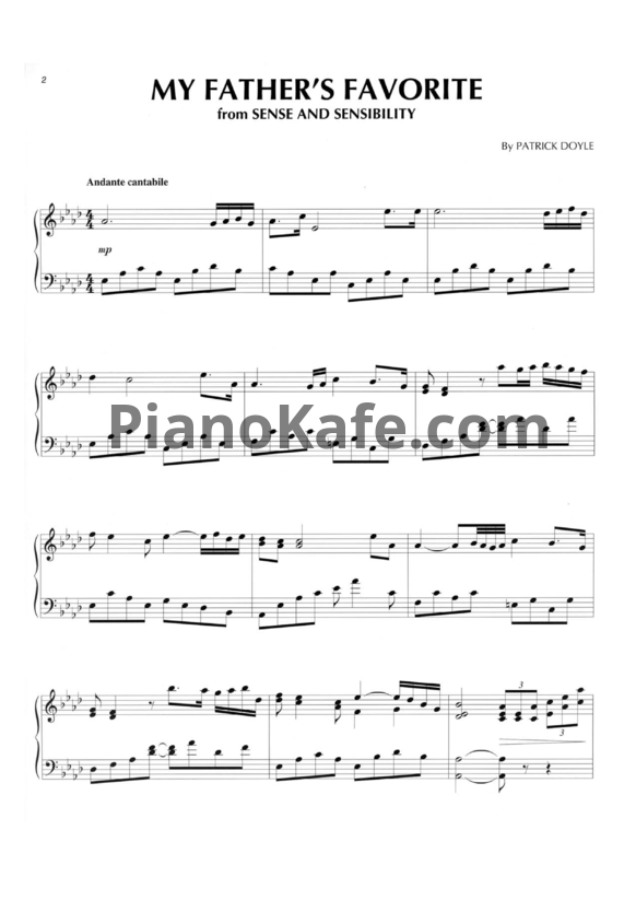 Ноты Patrick Doyle - My father's favorite - PianoKafe.com
