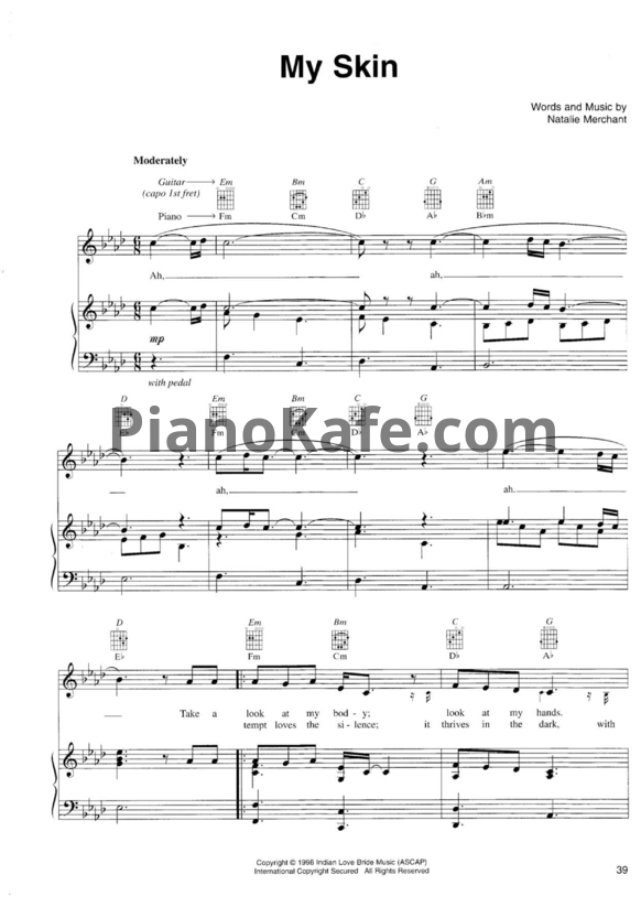 Ноты Natalie Merchant - My skin - PianoKafe.com