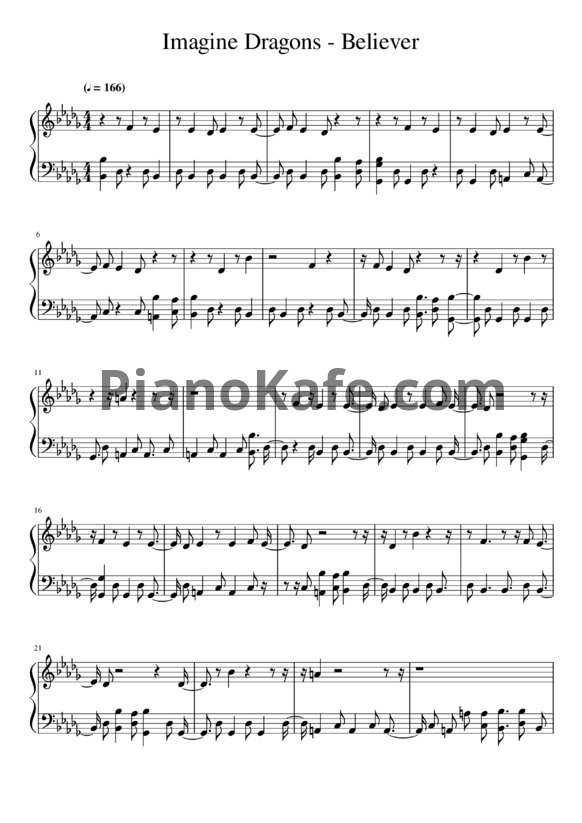 Ноты Imagine Dragons - Believer - PianoKafe.com
