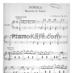 Ноты Л. Гоббартс - Норика. Салонная мазурка для фортепиано (Op. 231) - предпросмотр