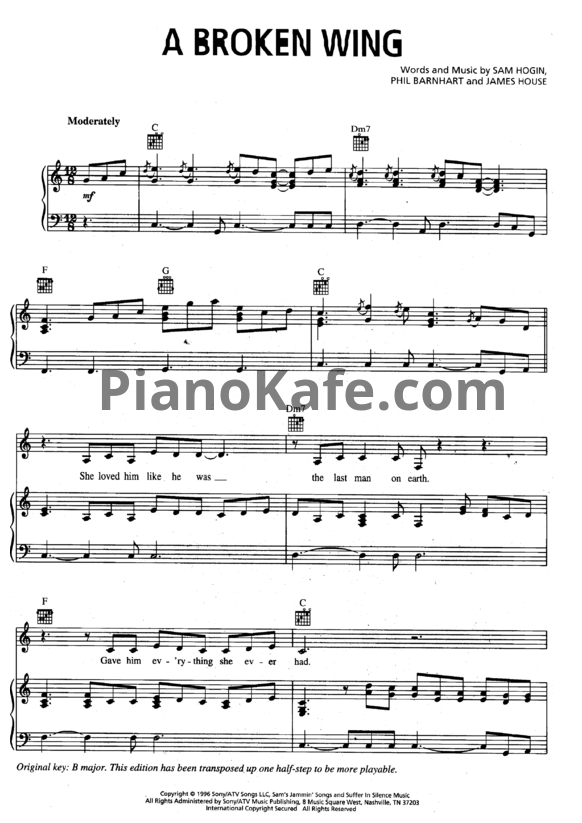 Ноты Martina McBride - A broken wing - PianoKafe.com